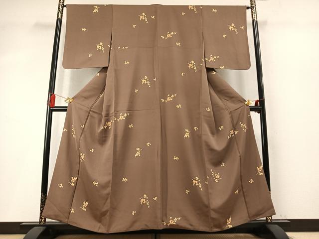 平和屋着物●上質な小紋 枝花文 正絹 逸品 AABM8538fy