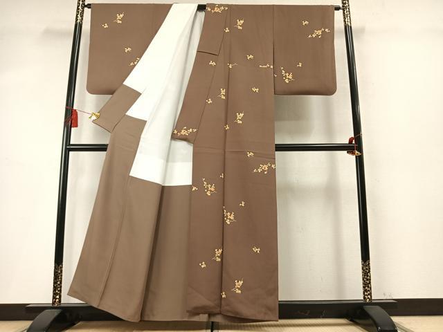 平和屋着物●上質な小紋 枝花文 正絹 逸品 AABM8538fy