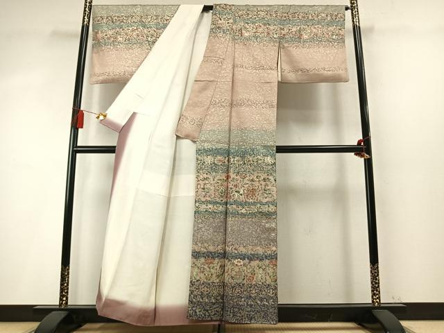 平和屋着物●訪問着 作家物 横段壁画文 金彩 正絹 逸品 AABM8539fy