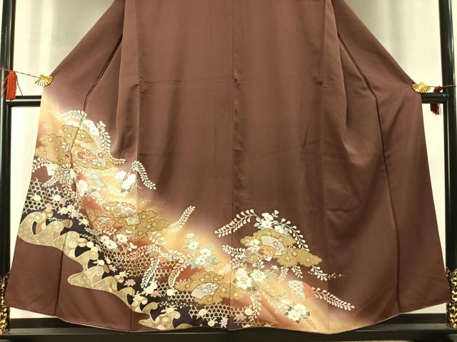 平和屋着物●訪問着 地紙花文 暈し染め 金彩 正絹 逸品 AABM8541fy