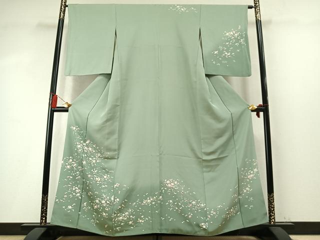 平和屋着物●訪問着 友禅 草花文 暈し染め 正絹 逸品 AABM8544fy