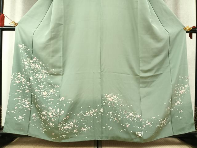 平和屋着物●訪問着 友禅 草花文 暈し染め 正絹 逸品 AABM8544fy