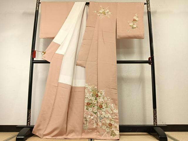平和屋着物●訪問着 駒刺繍 草花文 金彩 三越扱い 正絹 逸品 AABM8545fy