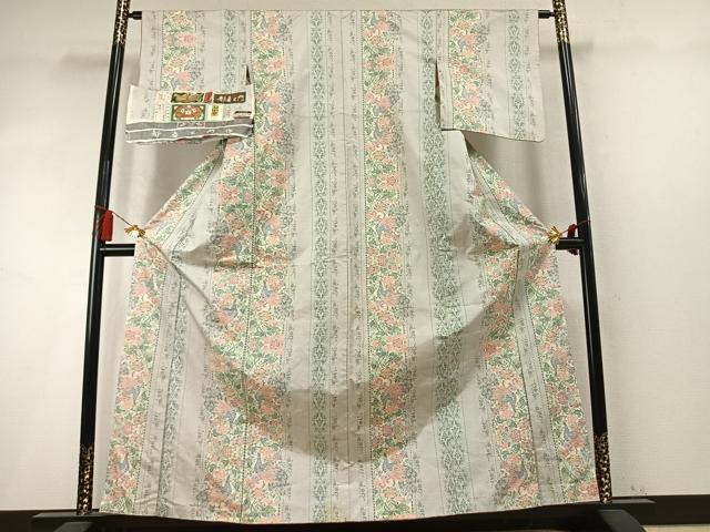 平和屋着物●都喜ヱ門 本場大島紬 白大島 9マルキ 手織 夕焼慕情 藤絹織物謹製 証紙付き 正絹 逸品 AABM8546fy