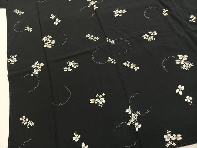 平和屋着物●上質な小紋 雪輪花文 黒地 正絹 逸品 AABM8549fy