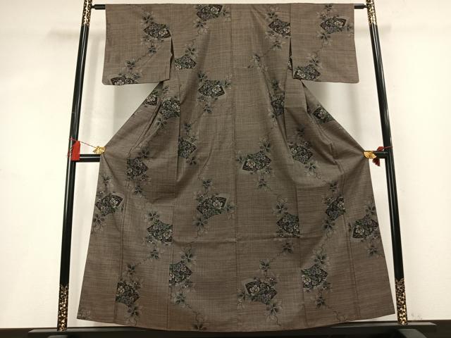 平和屋着物●本場大島紬 9マルキ 地紙草花文 正絹 逸品 AABM8552fy