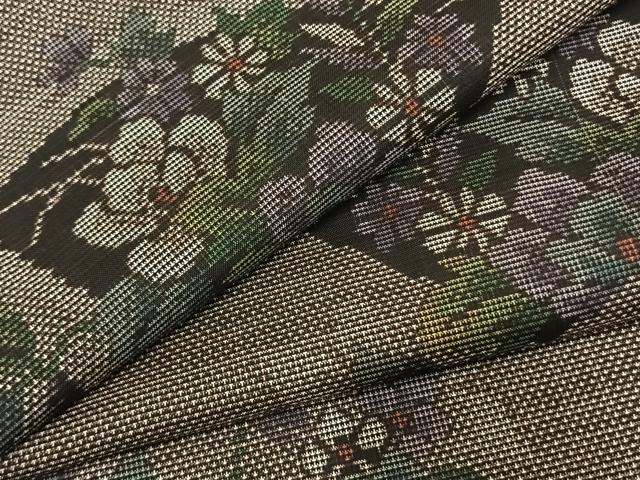 平和屋着物●本場大島紬 9マルキ 地紙草花文 正絹 逸品 AABM8552fy