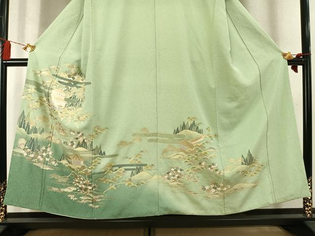 平和屋着物●訪問着 松竹 風景花文 暈し染め 金彩 正絹 逸品 AABM8553fy