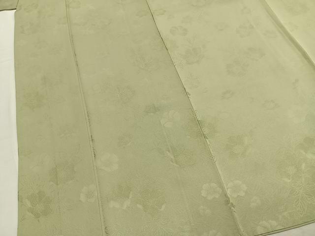 平和屋着物●皇室献上作家 北出与三郎 無地絵羽訪問着 色無地 草花地紋 若葉色 正絹 逸品 AABM8554fy