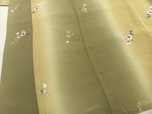 平和屋着物●上質な小紋 手描き 草花文 暈し染め 正絹 逸品 AABM8556fy