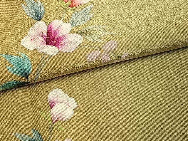 平和屋着物●上質な小紋 手描き 草花文 暈し染め 正絹 逸品 AABM8556fy