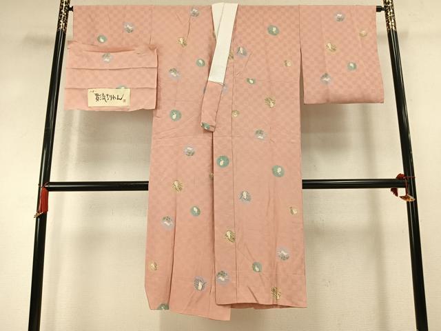 平和屋着物●長襦袢 無双仕立て 貫流ちりめん 兎丸文 反端付き 正絹 逸品 AABM8558fy