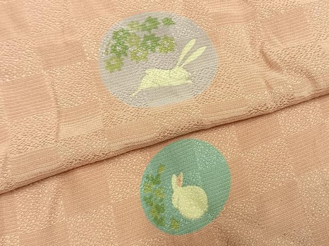平和屋着物●長襦袢 無双仕立て 貫流ちりめん 兎丸文 反端付き 正絹 逸品 AABM8558fy