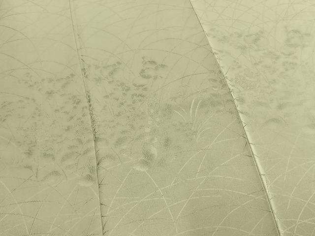 平和屋着物●皇室献上作家 北出与三郎 無地絵羽訪問着 草花芝地紋 裏葉柳色 伊と幸 反端付き 正絹 逸品 未使用 AABM8560fy