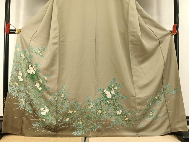 平和屋着物●訪問着 草花文 暈し染め 金彩 正絹 逸品 AABM8562fy