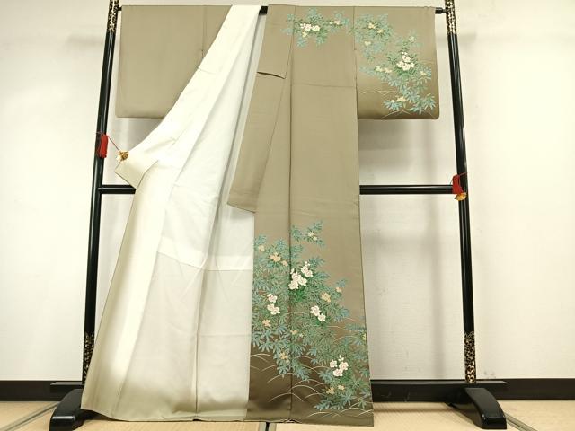 平和屋着物●訪問着 草花文 暈し染め 金彩 正絹 逸品 AABM8562fy