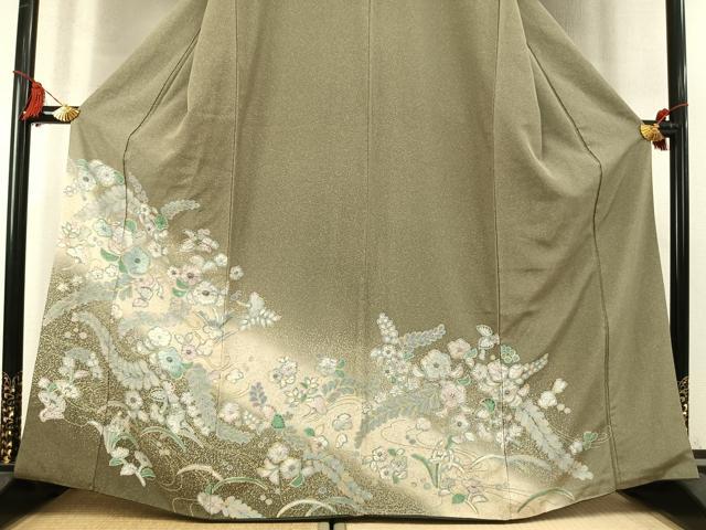 平和屋着物●訪問着 絞り 辻が花 暈し染め 金銀彩 正絹 逸品 AABM8563fy