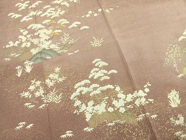 平和屋着物●訪問着 駒刺繍 松竹梅 暈し染め 金彩 正絹 逸品 未使用 AABM8564fy
