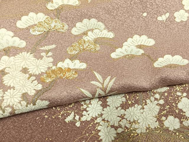 平和屋着物●訪問着 駒刺繍 松竹梅 暈し染め 金彩 正絹 逸品 未使用 AABM8564fy