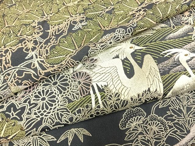 平和屋着物●中国三大刺繍 スワトウ刺繍 汕頭刺繍 相良刺繍 総刺繍 色留訪問着 松竹梅 花鳥文 正絹 逸品 未使用 AABM8570fy
