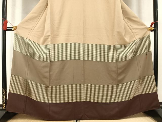 平和屋着物●染色の魔術師 染乃座・大久保玄才 そめのざ玄才 訪問着 格子横段文 正絹 逸品 AABM8571fy