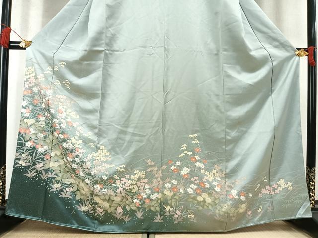 平和屋着物●訪問着 草花文 暈し染め 金彩 正絹 逸品 未使用 AABM8577fy