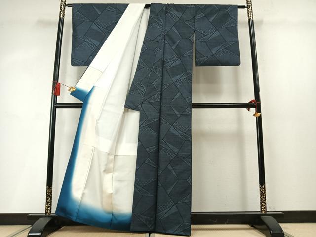 平和屋着物●本場大島紬 150亀甲 切嵌文 正絹 逸品 AABM8586fy