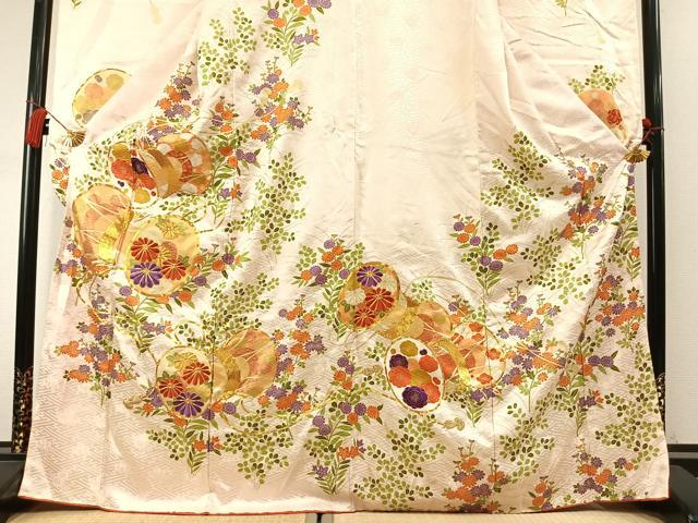 平和屋着物●豪華振袖 駒刺繍 花鼓文 金糸 金彩 正絹 逸品 AABM8587fy
