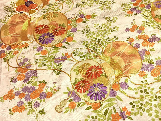 平和屋着物●豪華振袖 駒刺繍 花鼓文 金糸 金彩 正絹 逸品 AABM8587fy