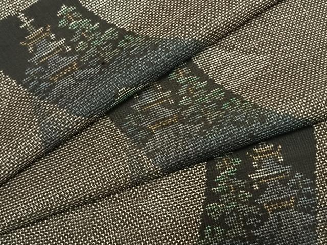平和屋着物●本場大島紬 9マルキ 短冊風景文 正絹 逸品 AABM8592fy