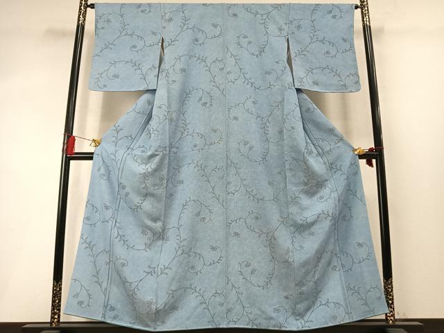 平和屋着物●江戸小紋 花唐草文 正絹 逸品 AABM8598fy