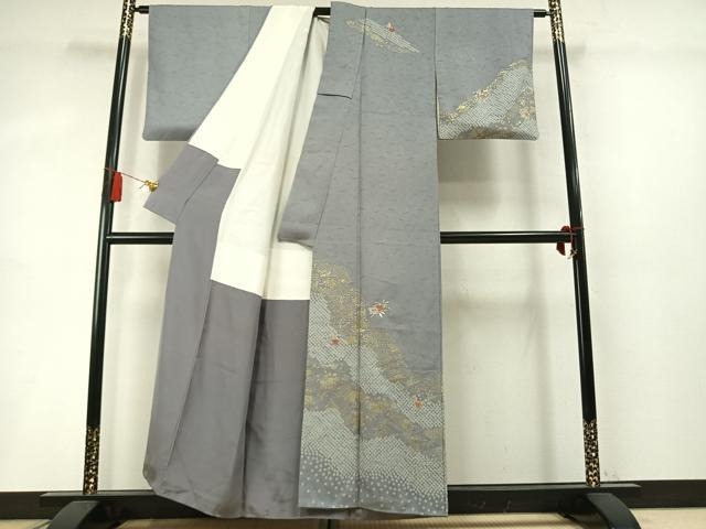 平和屋着物●訪問着 駒刺繍 道長花文 金彩 正絹 逸品 AABM8600fy