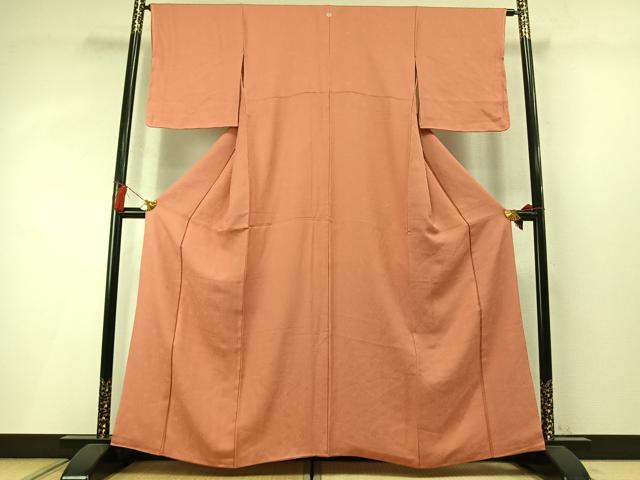 平和屋着物●上質な色無地 花尽くし地紋 東雲色 正絹 逸品 未使用 AABM8603fy