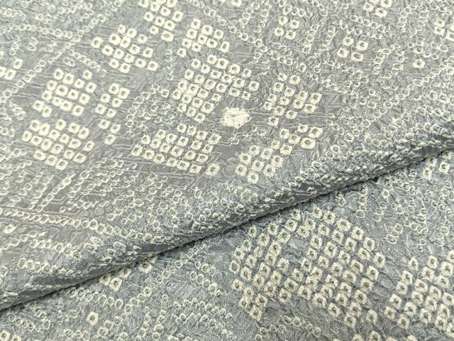平和屋着物●上質な小紋 総絞り 切嵌花文 正絹 逸品 AABM8611fy