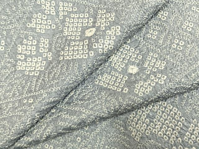 平和屋着物●上質な小紋 総絞り 切嵌花文 正絹 逸品 AABM8611fy