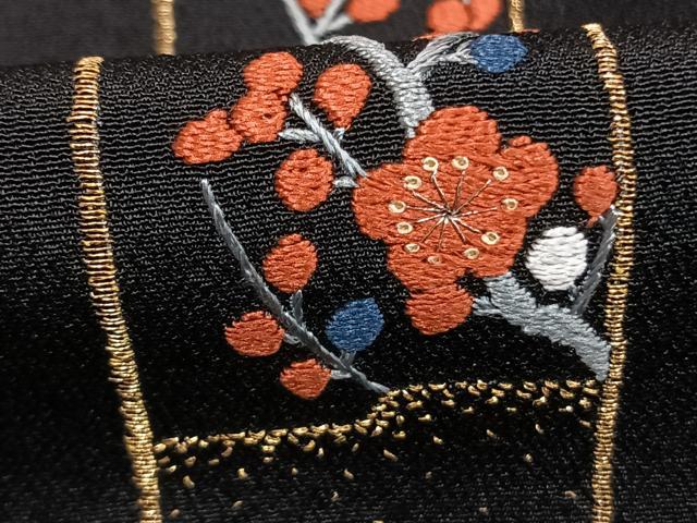 平和屋着物●訪問着 作家物 総刺繍 色紙花文 黒地 金糸 正絹 逸品 未使用 AABM8614fy