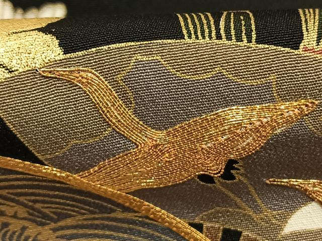 平和屋着物●豪華黒留袖 駒刺繍 扇面飛鶴花文 金彩 やまと誂製 正絹 逸品 AABM8624fy