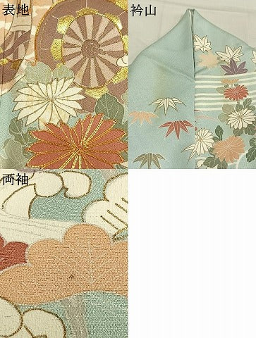 平和屋着物●豪華振袖 作家物 駒刺繍 御所車花文 金彩 正絹 逸品 AABM8628fy