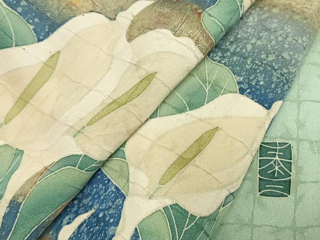 平和屋着物●訪問着 友禅 作家物 水芭蕉 暈し染め 金彩 正絹 逸品 AABM8633fy