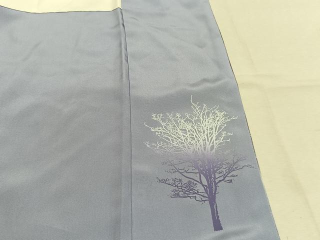 平和屋着物●日展作家 山本唯与志 レリーフ染 訪問着 枝葉文 シルエット 暈し染め 正絹 逸品 AABM8635fy
