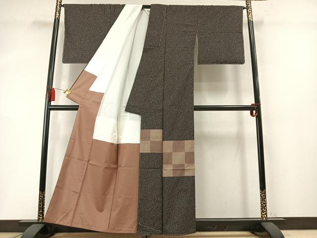 平和屋着物●訪問着 本場大島紬 色紙文 正絹 逸品 AABM8640fy