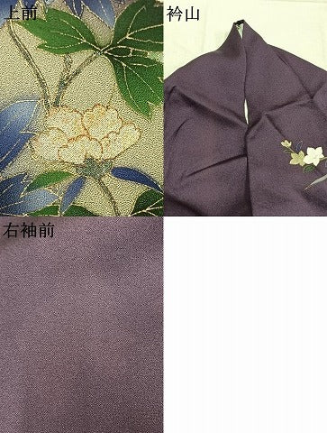 平和屋着物●訪問着 刺繍 草花文 暈し染め 金糸 金銀彩 ロング丈 正絹 逸品 AABM8641fy
