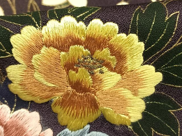 平和屋着物●訪問着 刺繍 草花文 暈し染め 金糸 金銀彩 ロング丈 正絹 逸品 AABM8641fy
