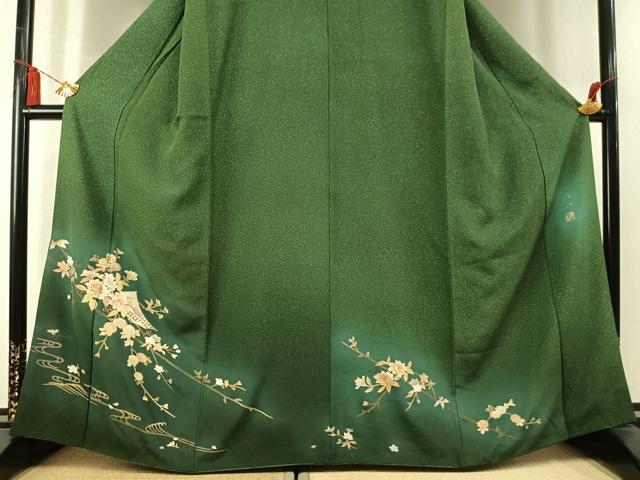 平和屋着物●金彩友禅 卓越技能者・名工・和田光正 訪問着 枝花文 暈し染め 金彩 正絹 逸品 AABM8654fy