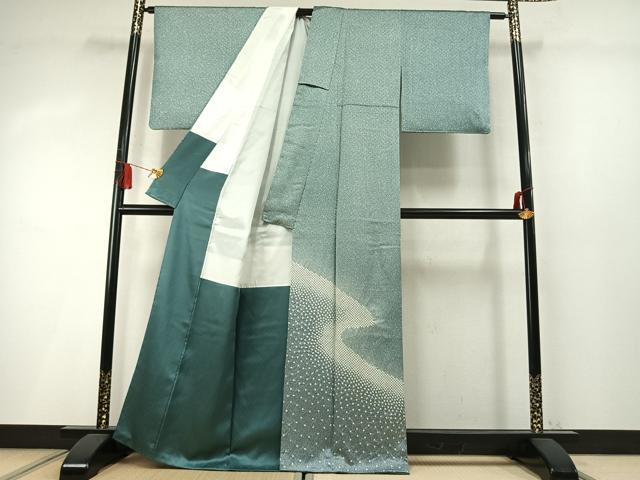 平和屋着物●訪問着 絞り 流水文 暈し染め 正絹 逸品 AABM8660fy