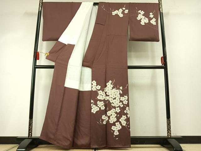 平和屋着物●二代目清次郎 手描き 訪問着 枝花文 正絹 逸品 AABM8667fy