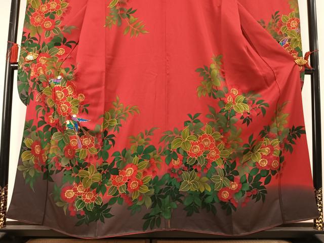 平和屋着物●豪華振袖 花鳥文 暈し染め 金彩 正絹 逸品 AABM8670fy