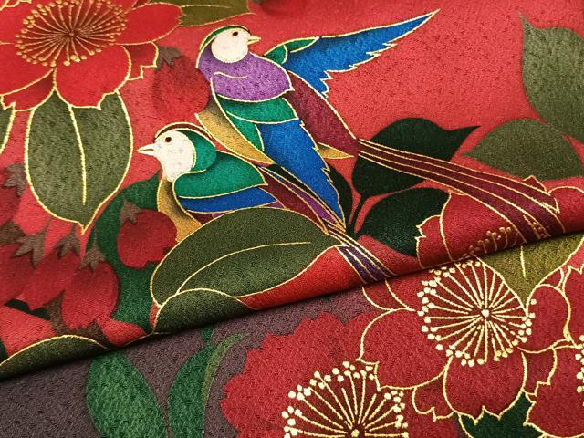 平和屋着物●豪華振袖 花鳥文 暈し染め 金彩 正絹 逸品 AABM8670fy