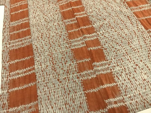 平和屋着物●上質な紬 杢目絞り 縞 正絹 逸品 AABM8681fy