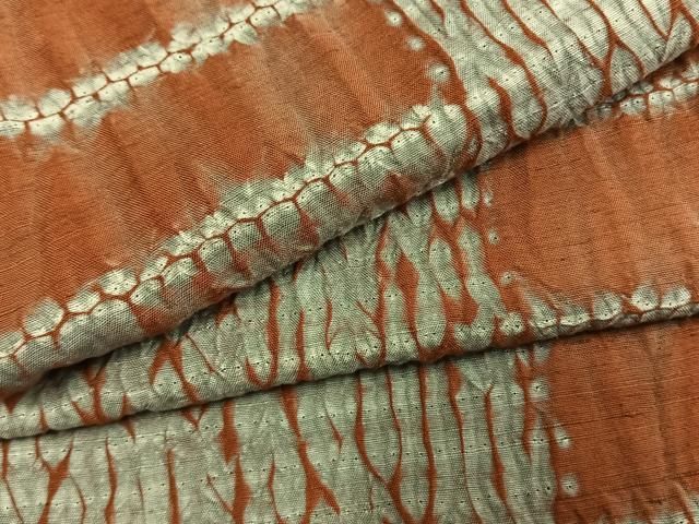 平和屋着物●上質な紬 杢目絞り 縞 正絹 逸品 AABM8681fy